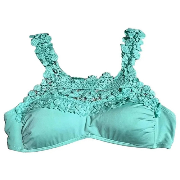 Cremieux Estilo Mint Green Light Turquoise Lace Bralette Bikini Top-Size Medium - Picture 2 of 7